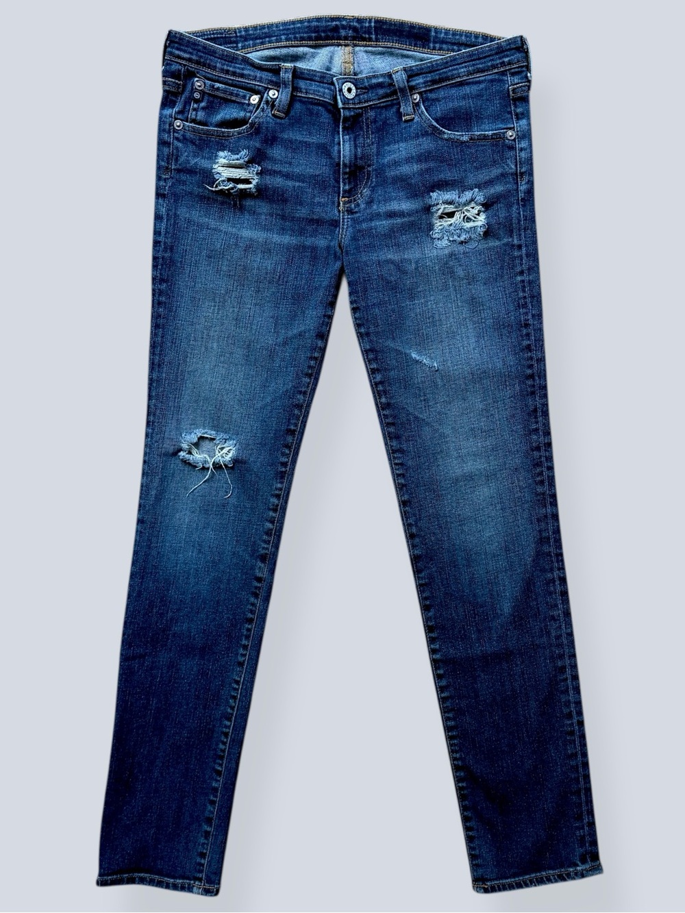 AG Adriano Goldschmied The Stilt Cigarette Jeans Distressed Mid Rise 30R